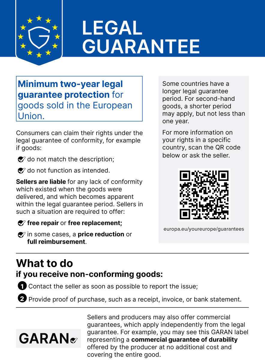 Legal guarantee harmonised notice en