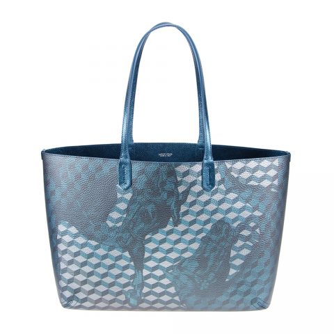 Leather-lined Shopper Cheval Petrol Met