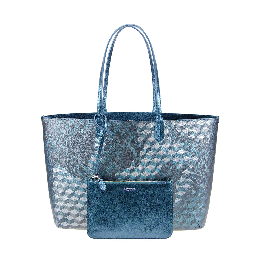 Leather-lined Shopper Cheval Petrol Met - Image 2
