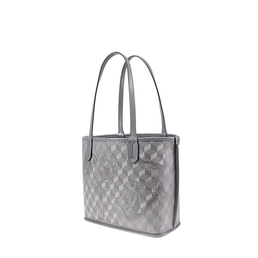 LEATHERLINED ST. TROPEZ MICRO SHOPPER Toile Platinum - Image 2