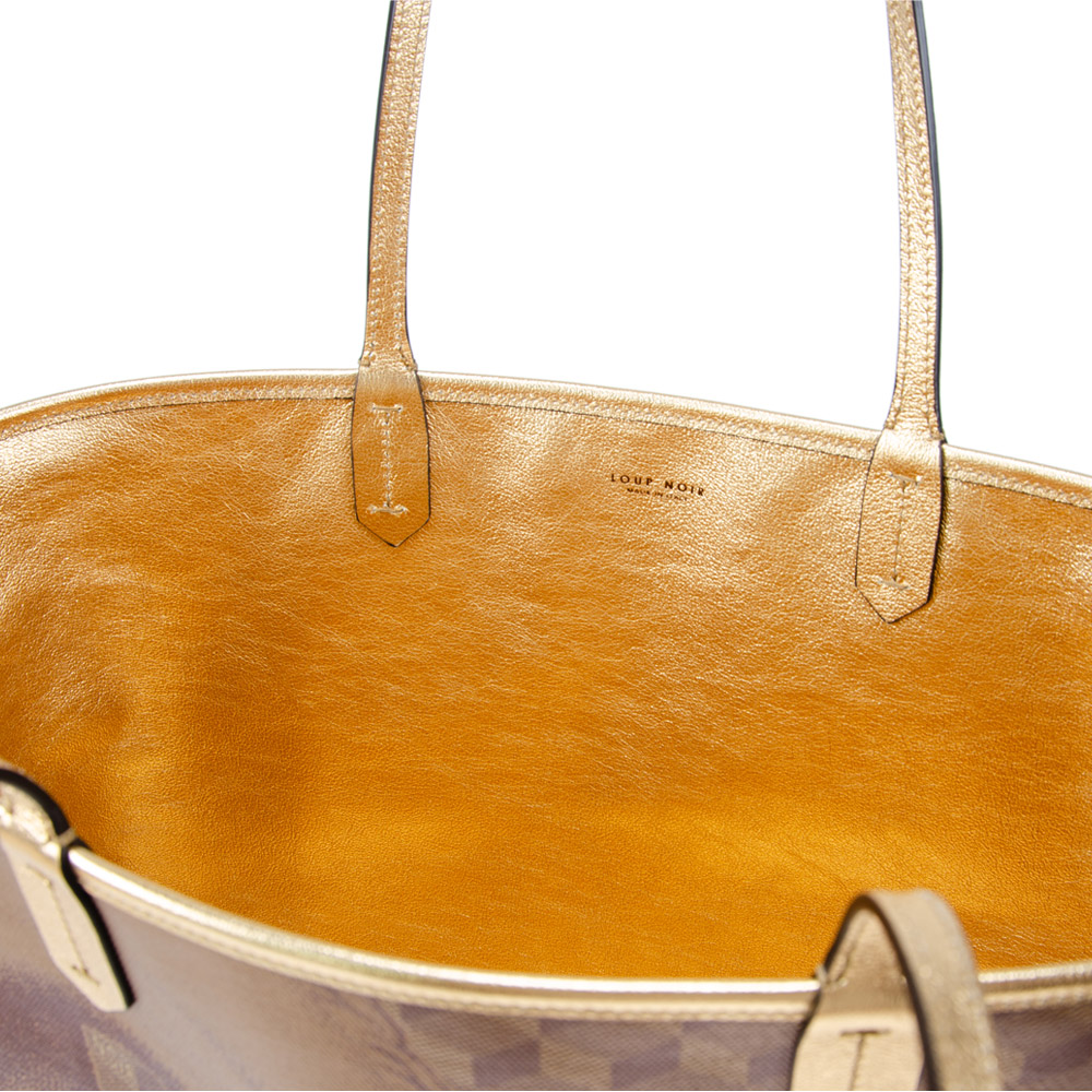 LEATHERLINED ST. TROPEZ SHOPPER SMALL Toile Gold - Image 4