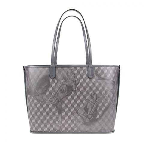 LEATHERLINED ST. TROPEZ SHOPPER SMALL Toile Platinum