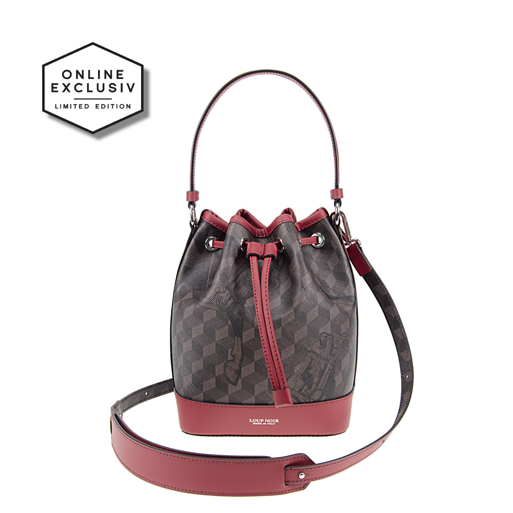 MINI BUCKET BAG Cheval Brown/Burgundy