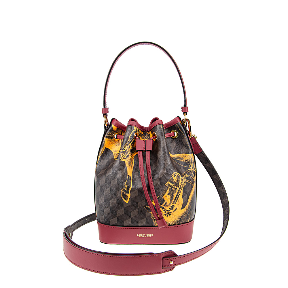 MINI BUCKET BAG Cheval Brown/Saffron