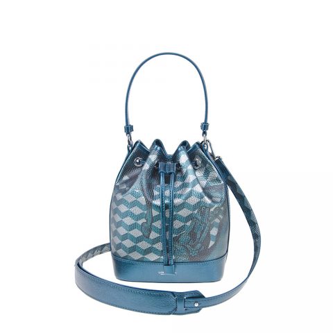 MINI BUCKET BAG Cheval Petrol Met