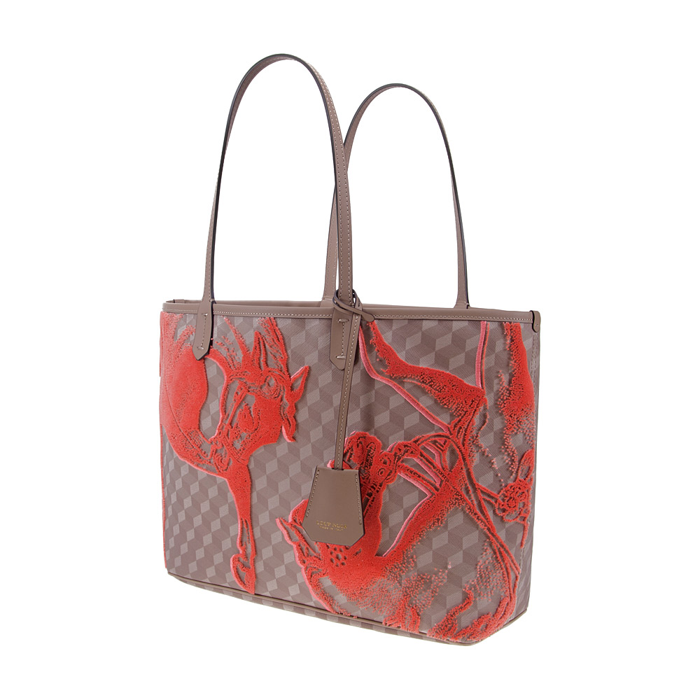 VELVET SHOPPER SMALL Almond/Coral - Image 2