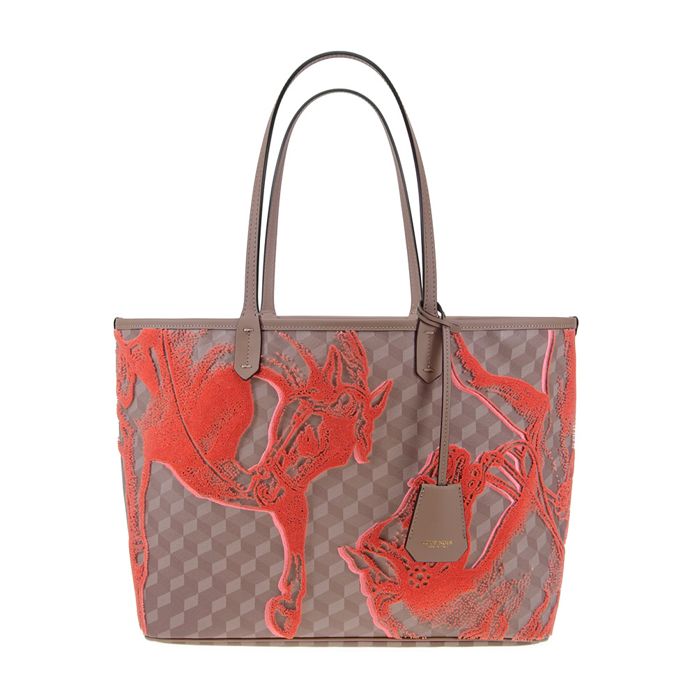 VELVET SHOPPER SMALL Almond/Coral