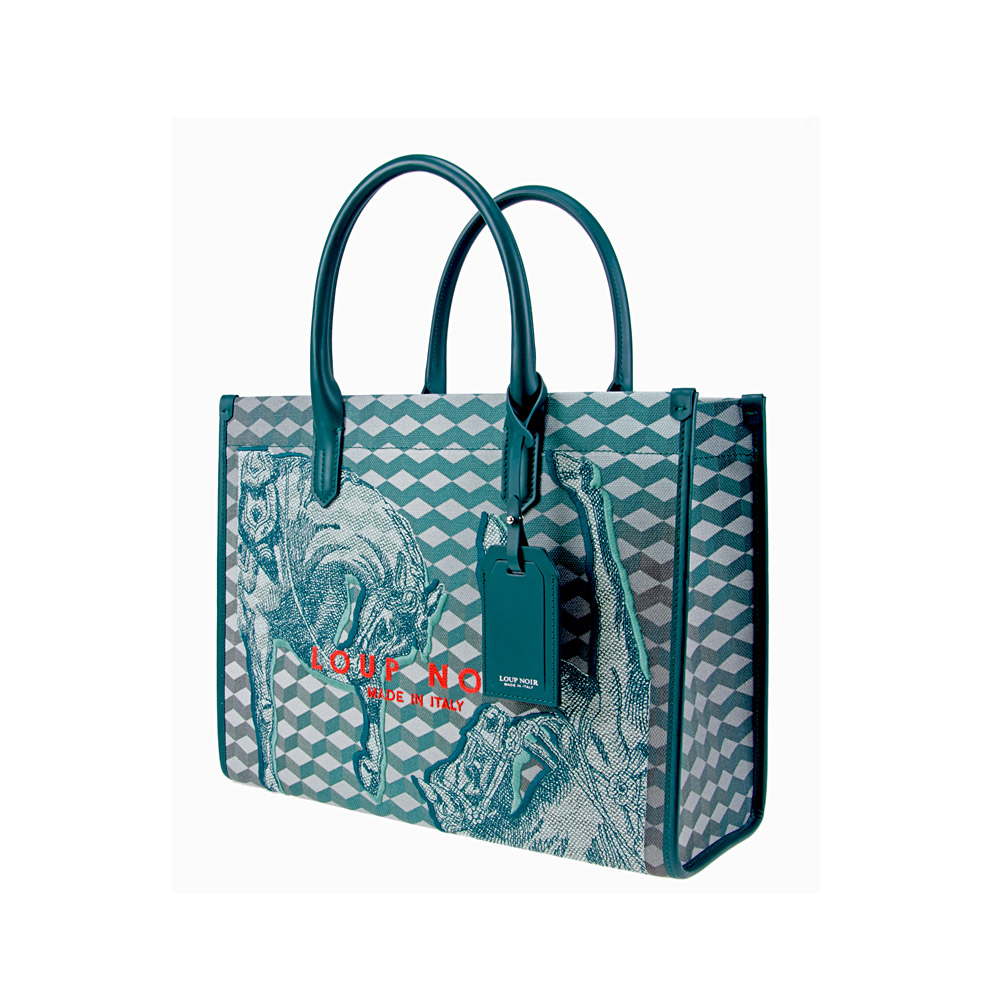SPIAGGIA TOTE Cheval Petrol Embroidered