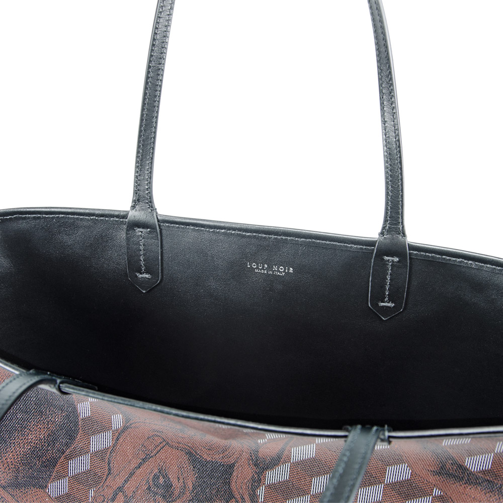 LEATHERLINED ST. TROPEZ SHOPPER SMALL Toile Chestnut/Black - Image 4