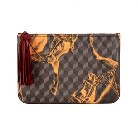 TASSEL POUCH Brown/Saffron